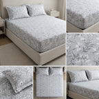 Pure Cotton Printed Fitted Bedsheet Set with 2 Pillow Covers