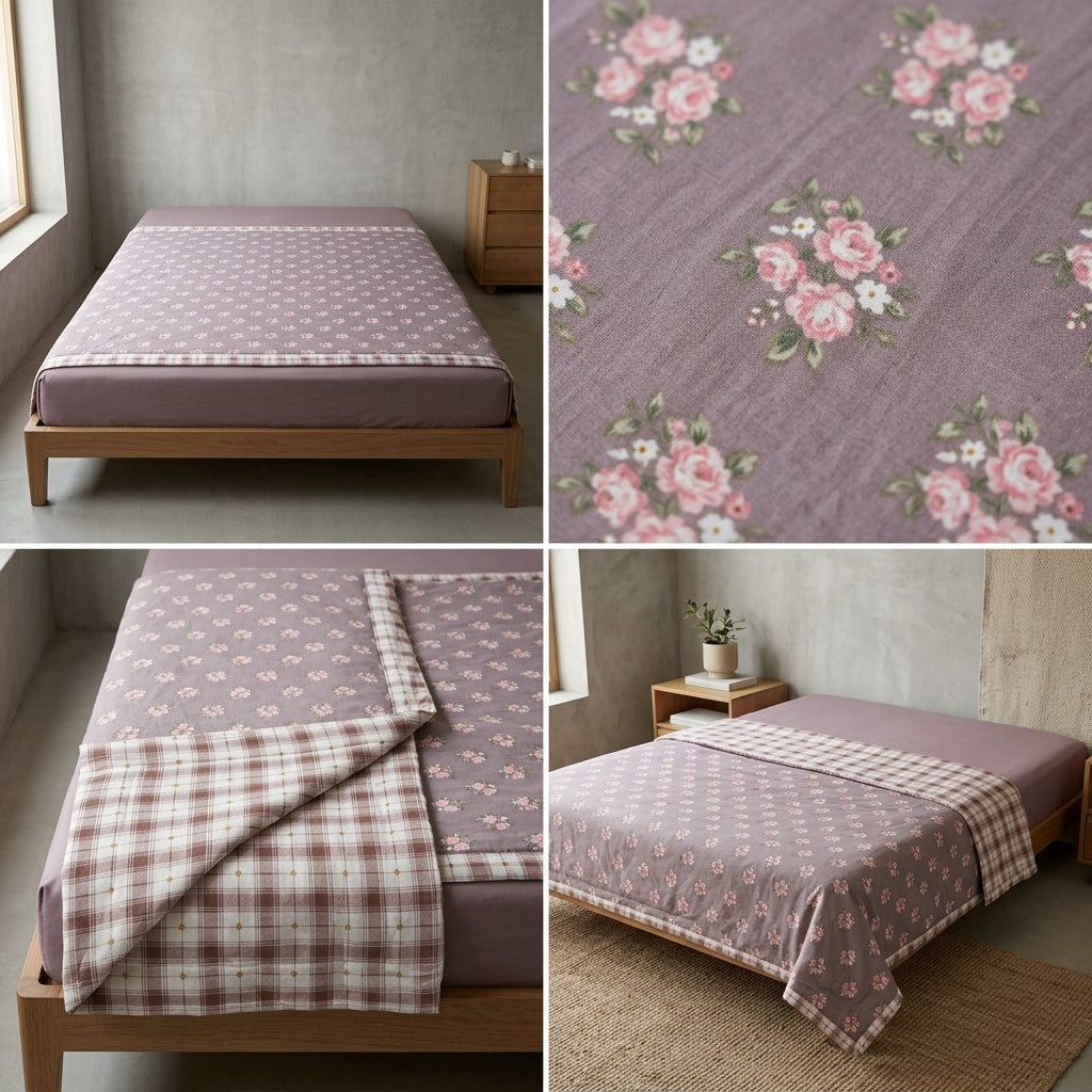 Double Reversible Muslin Dohar – 350 Thread Count | Premium Summer Comfort