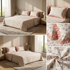 Pure Cotton Bedsheet With Chicken Lace Pillow Covers 108 x 108 inch