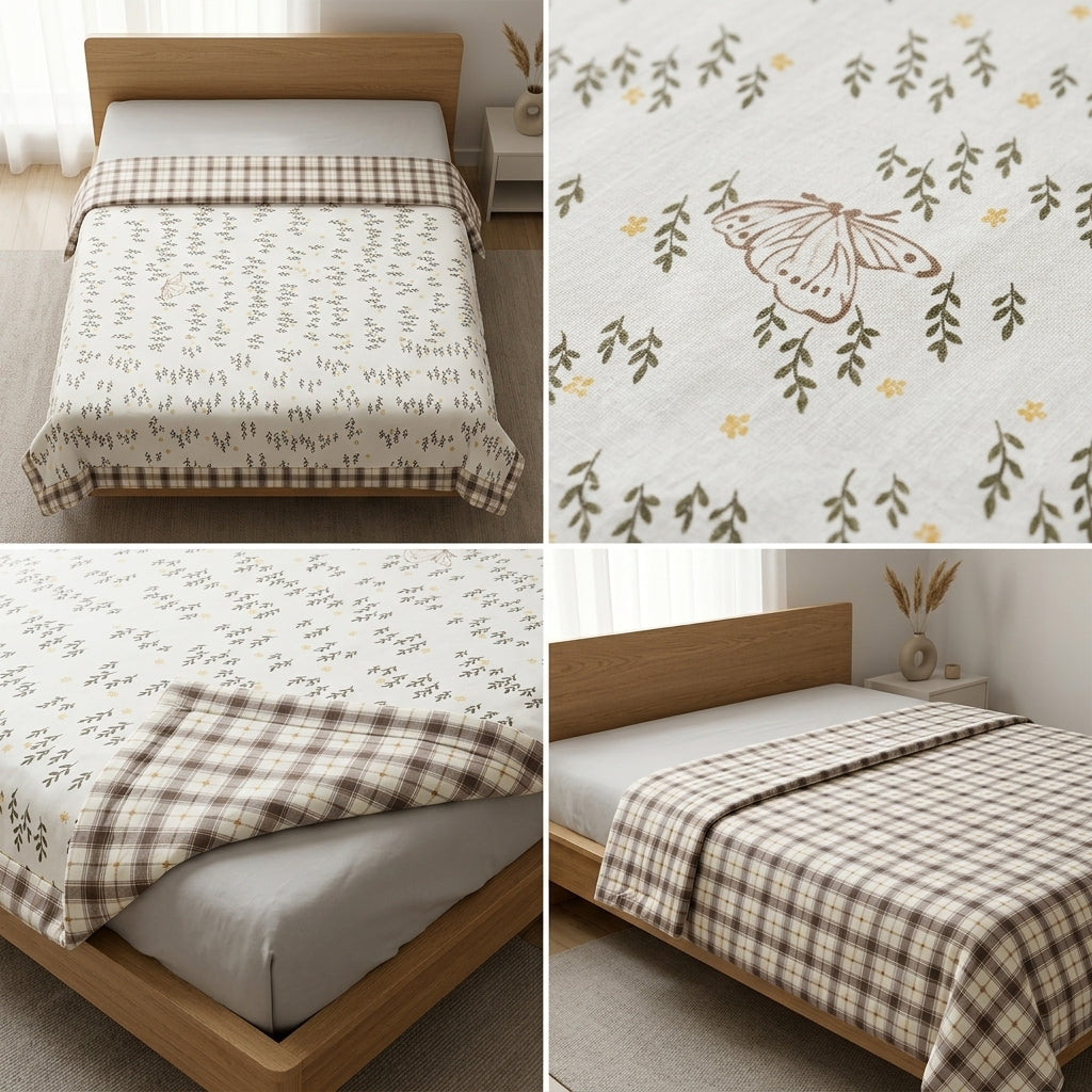 Double Reversible Muslin Dohar – 350 Thread Count | Premium Summer Comfort