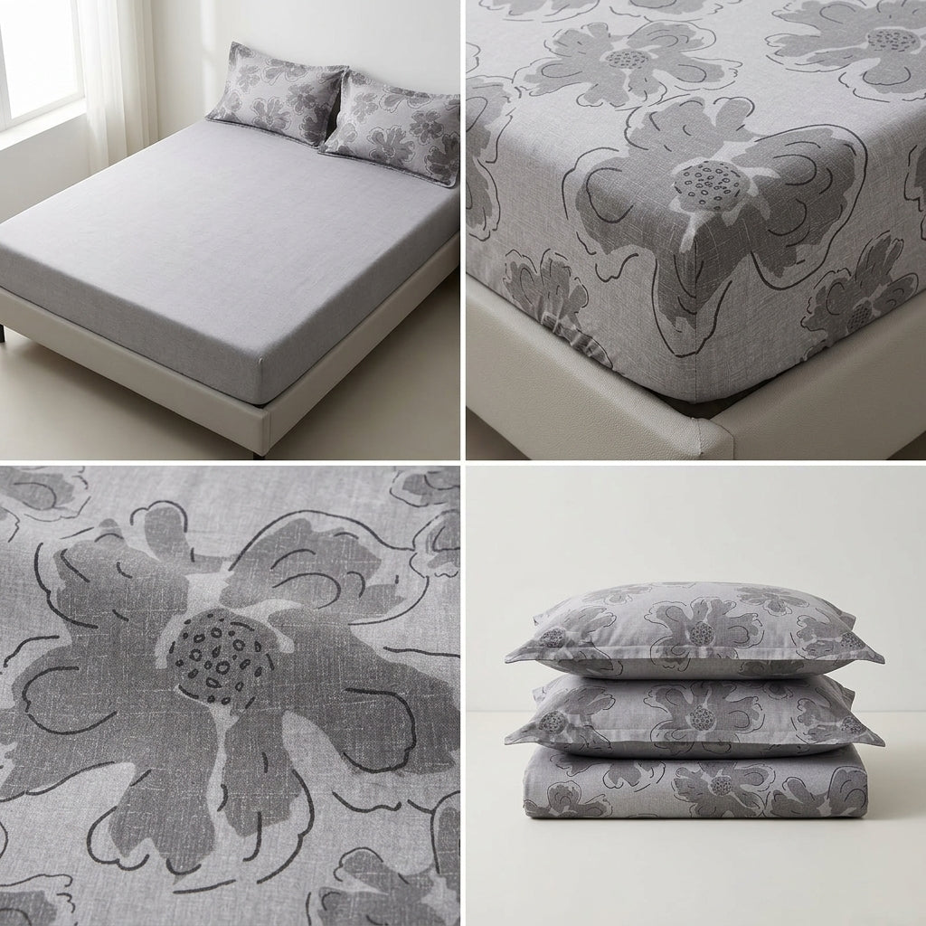 Pure Cotton Printed Fitted Bedsheet Set with 2 Pillow Covers