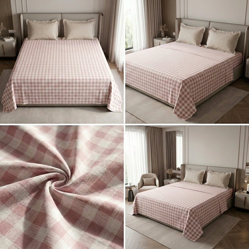 100% Pure Cotton Super King Size Bedsheet with 2 Pillow Covers – Premium Luxury Stripe Design (108 x 108 Inches)