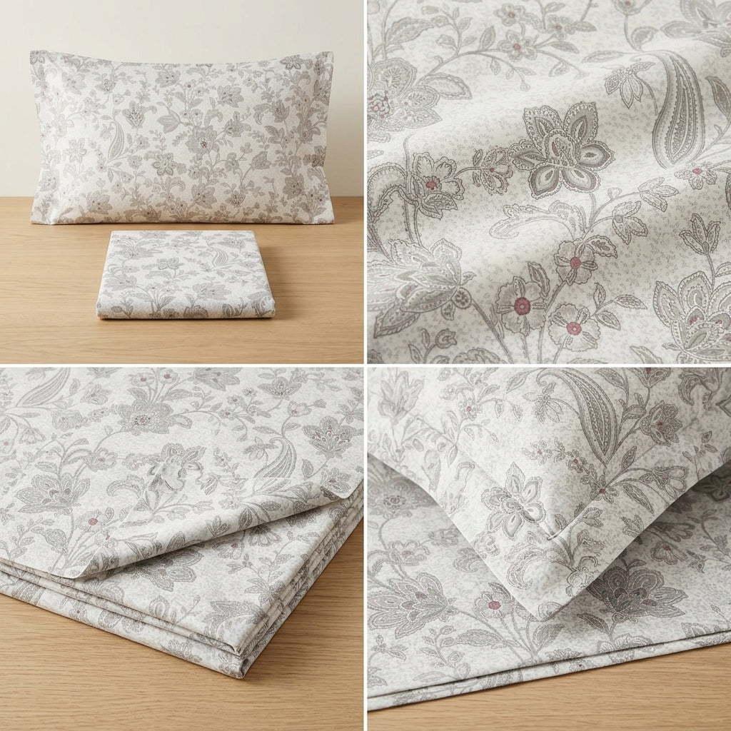 Pure Cotton Printed Fitted Bedsheet Set with 2 Pillow Covers