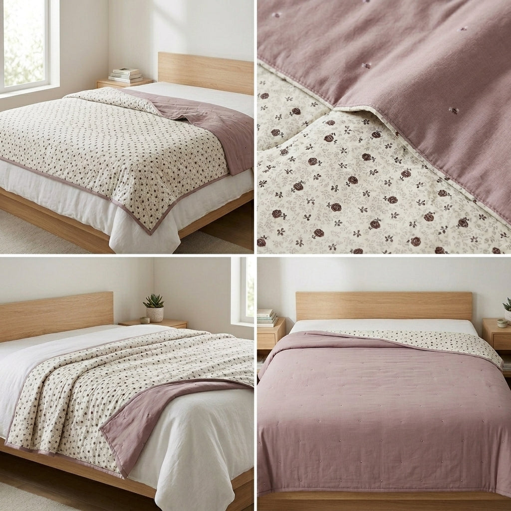 Double Reversible Muslin Dohar – 350 Thread Count | Premium Summer Comfort