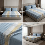 100% Pure Cotton Super King Size Bedsheet with 2 Pillow Covers – Premium Luxury Stripe Design (108 x 108 Inches)