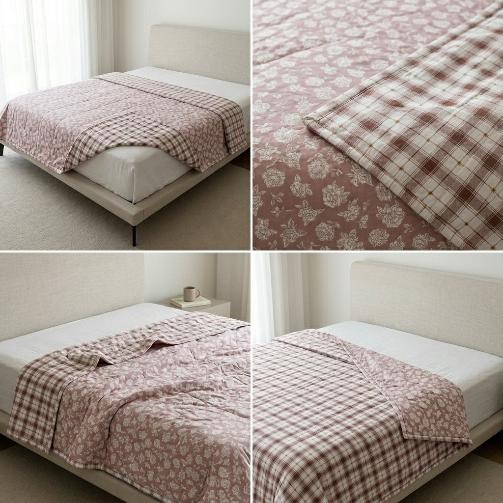 Double Reversible Muslin Dohar – 350 Thread Count | Premium Summer Comfort