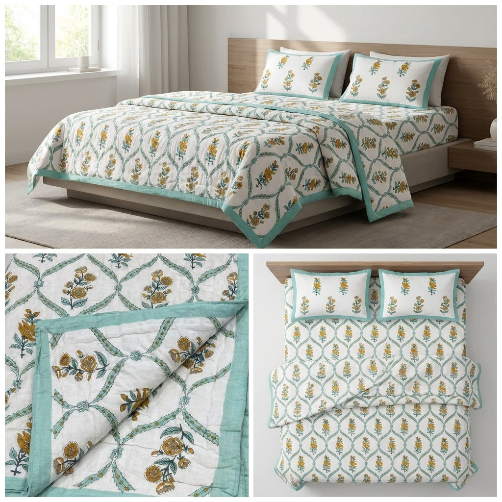 Summer 4 PC Mulmul Quilt Set – Organic Cotton Collection