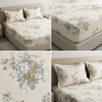 Pure Cotton Printed Fitted Bedsheet Set with 2 Pillow Covers