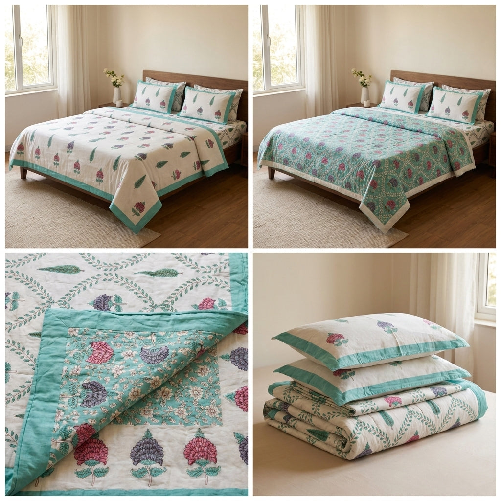 Summer 4 PC Mulmul Quilt Set – Organic Cotton Collection