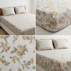 Pure Cotton Printed Fitted Bedsheet Set with 2 Pillow Covers