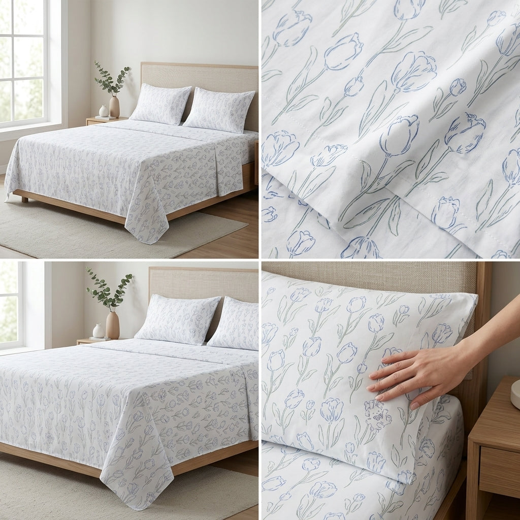 King Size Muslin Cotton Bedsheet (108×108) – 100% Egyptian Cotton with 2 Pillow Covers