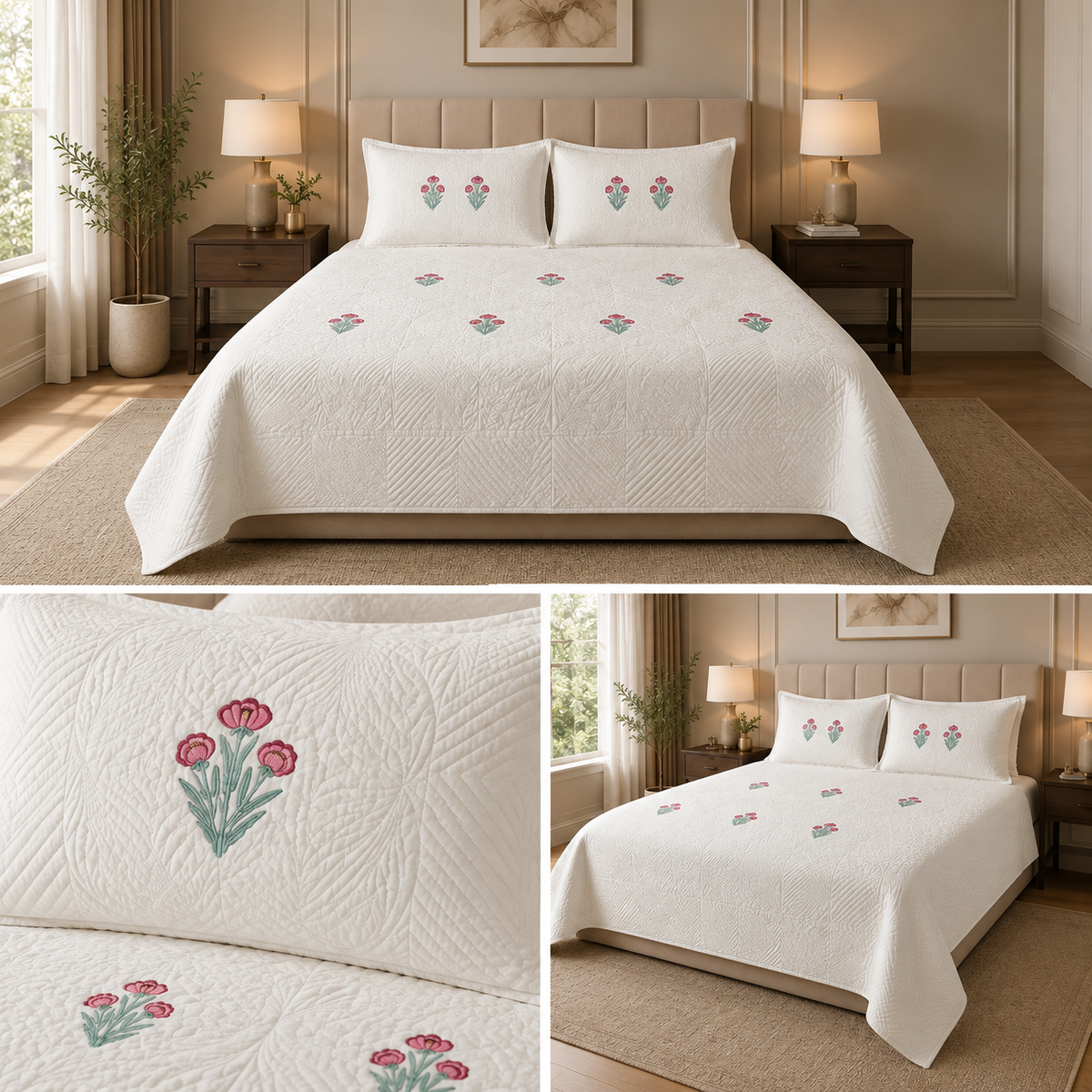 Motif Muslin Quilted Bedcover – King Size Luxury Product Code :- 55B365RKEH