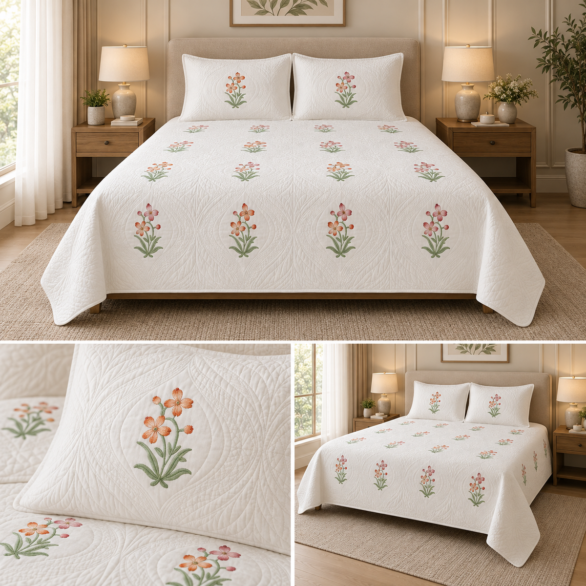 Motif Muslin Quilted Bedcover – King Size Luxury Product Code :- 55B365RKEH