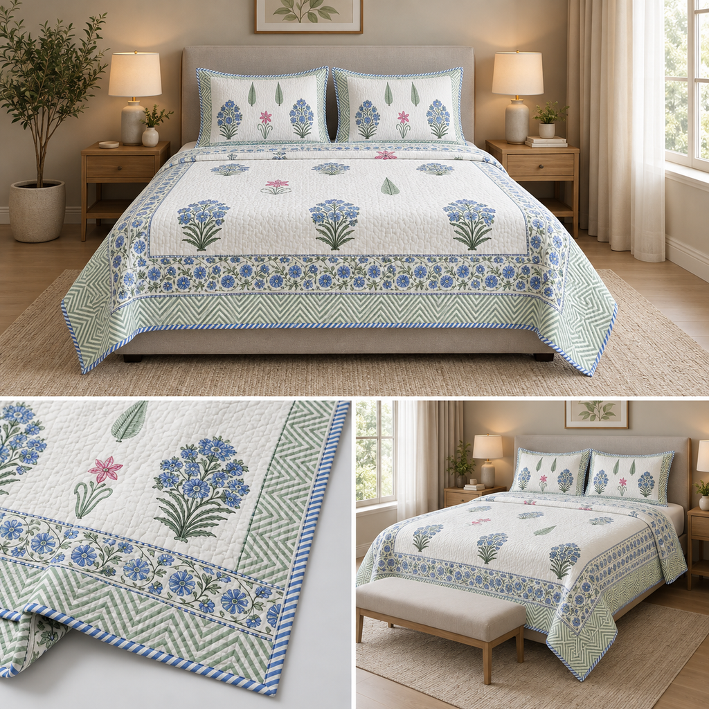 Motif Muslin Quilted Bedcover – King Size Luxury Product Code :- 55B365RKEH