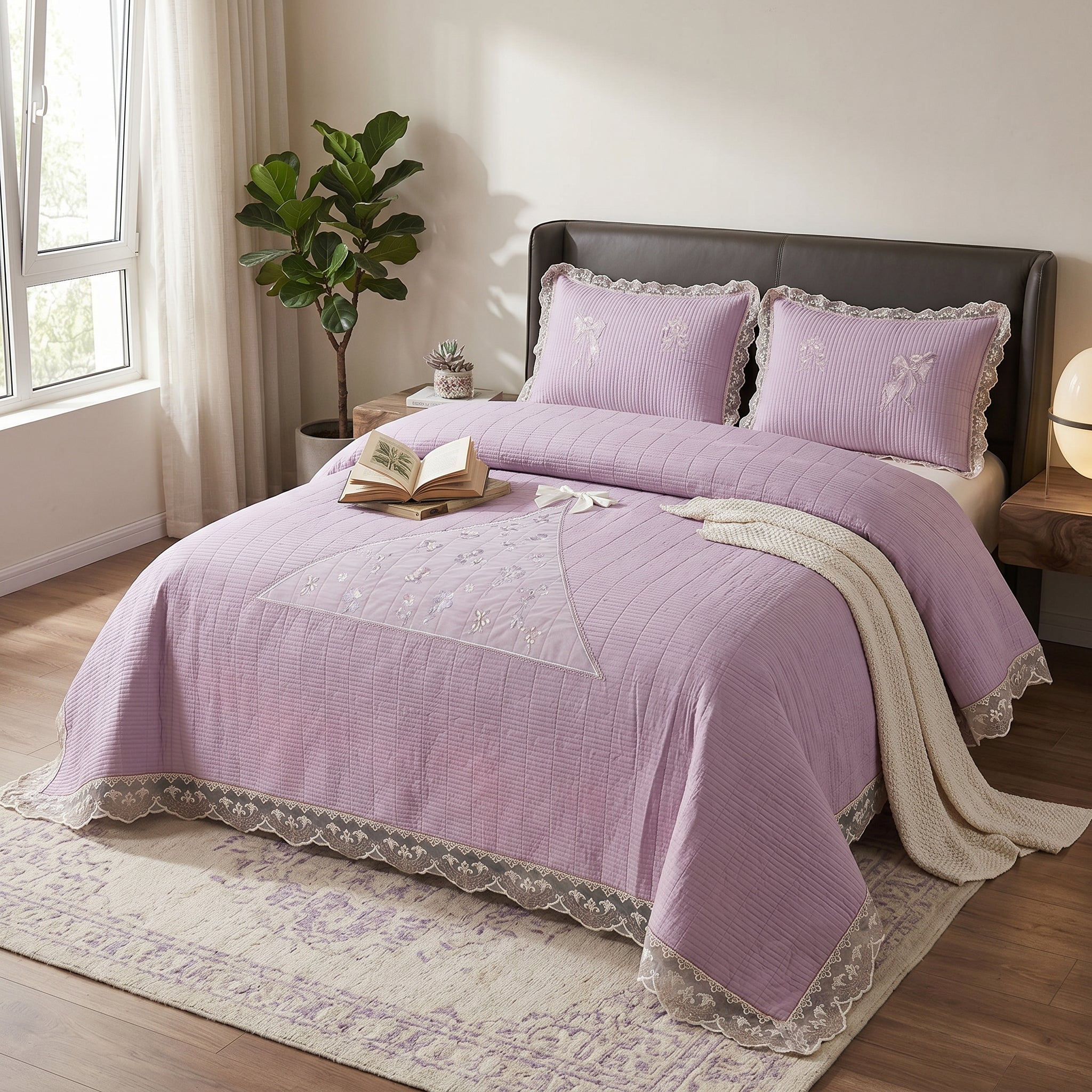 French Designs Inspired 5 PC Embroidered Bedcover