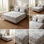 Victorian Print Premium Slub Cotton King Size Bedsheet