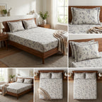 Victorian Print Premium Slub Cotton King Size Bedsheet