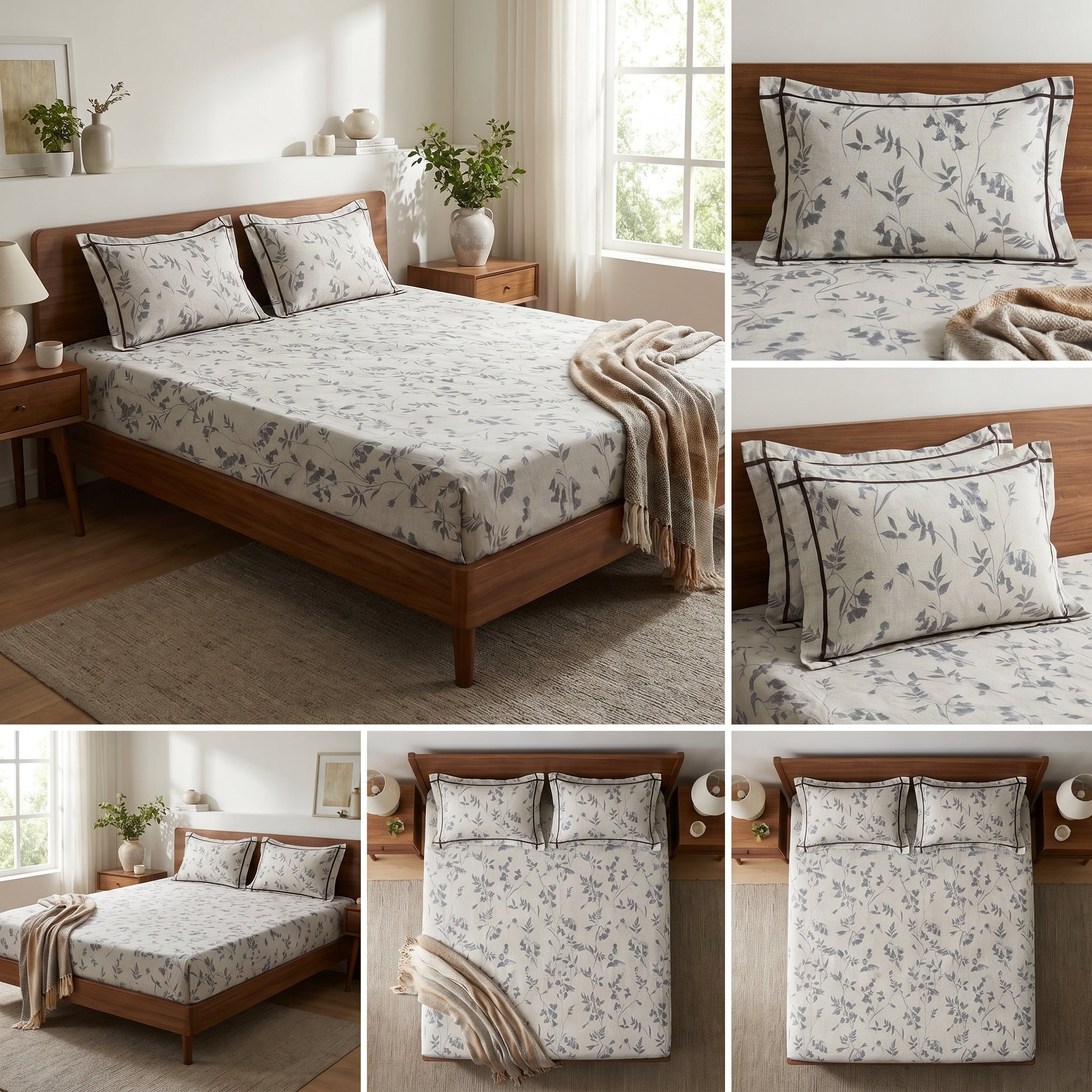 Victorian Print Premium Slub Cotton King Size Bedsheet