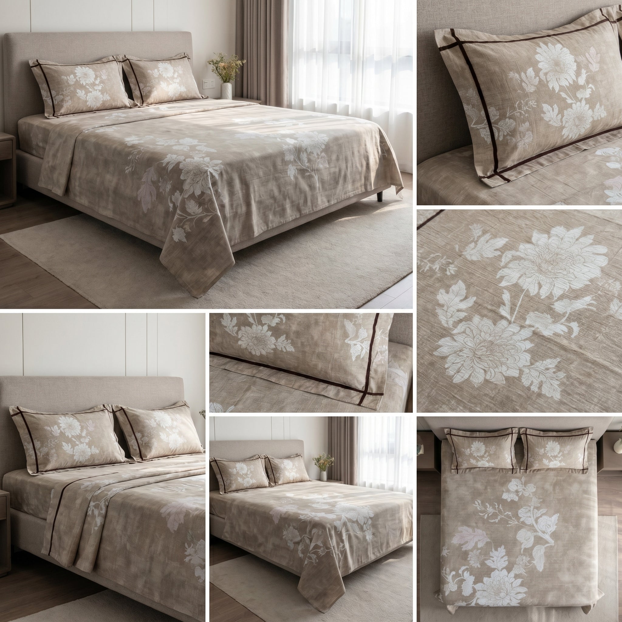 Victorian Print Premium Slub Cotton King Size Bedsheet