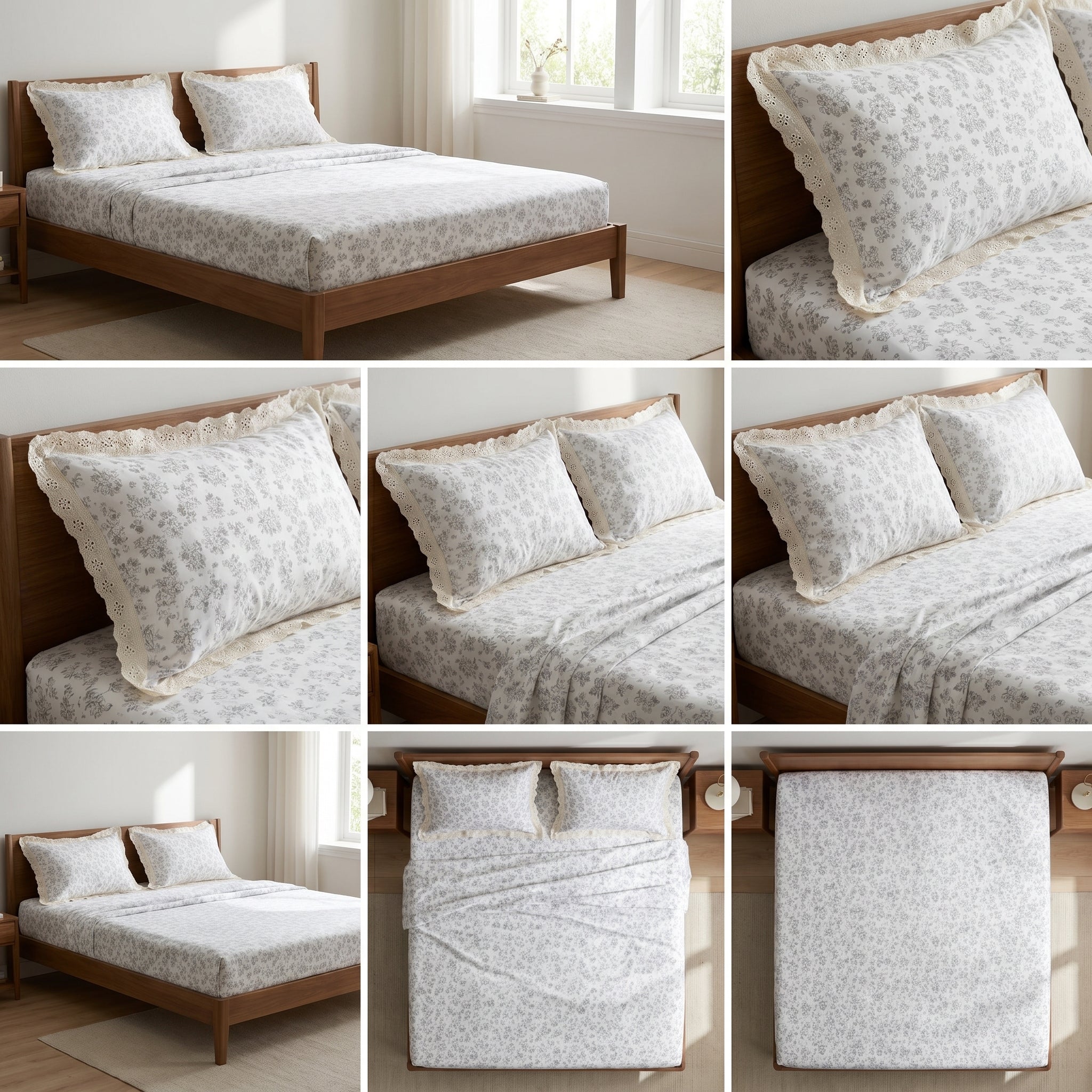 Mul Cotton Bedsheet With Chicken Lace Pillow Covers 108 -108 inch