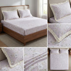Mul Cotton Bedsheet With Chicken Lace Pillow Covers 108 -108 inch