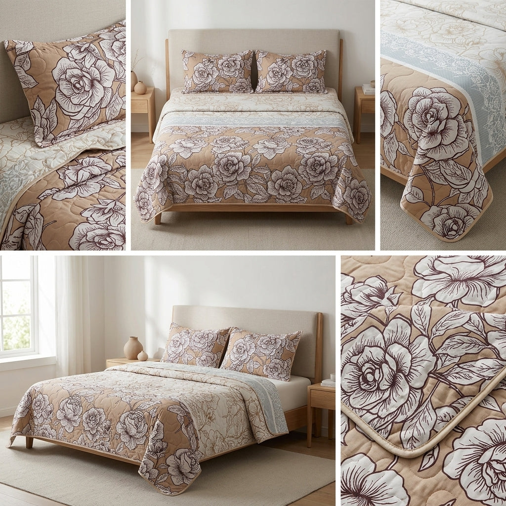 Quilted Bedcover 3 Piece Set
