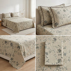 Victorian Print Premium Slub Cotton King Size Bedsheet