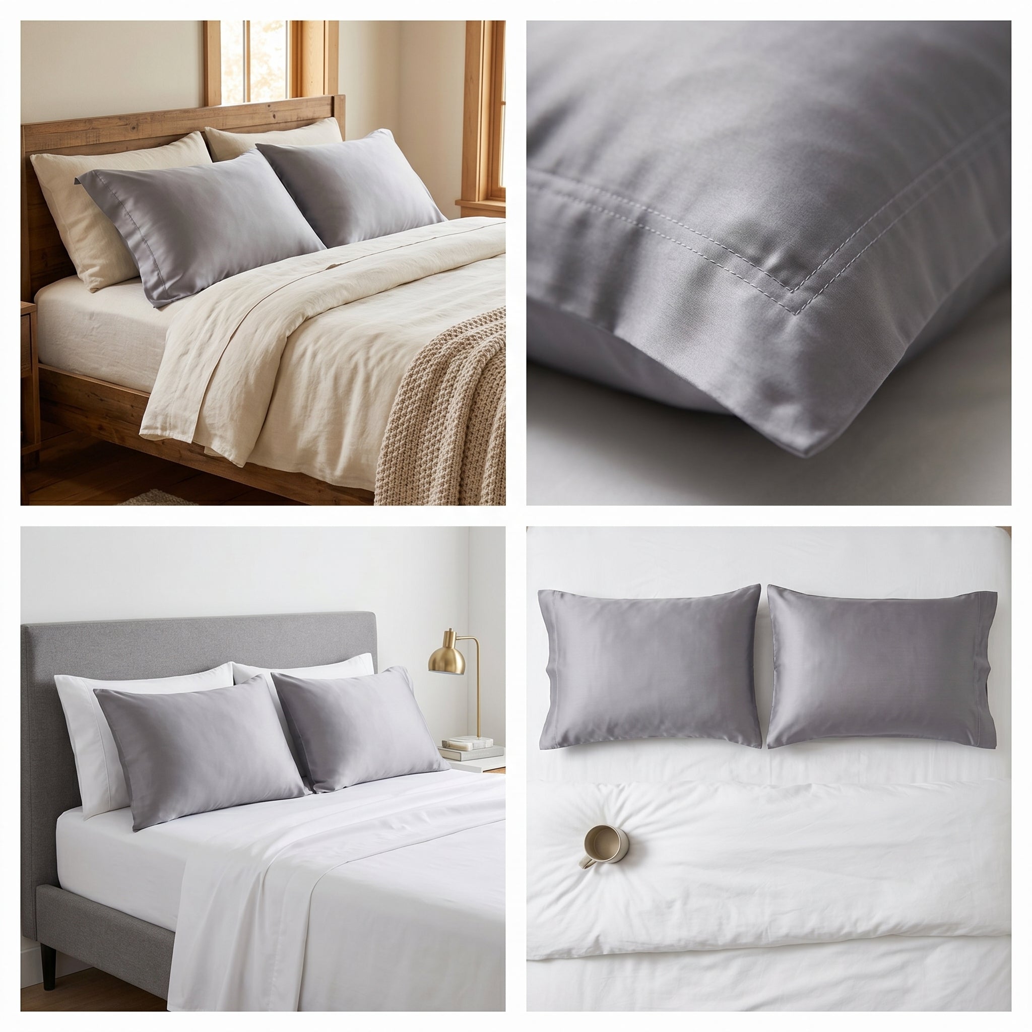 Grey Plain Cotton Pillow Cover – King Size (20 × 36 Inch) Set Of 2