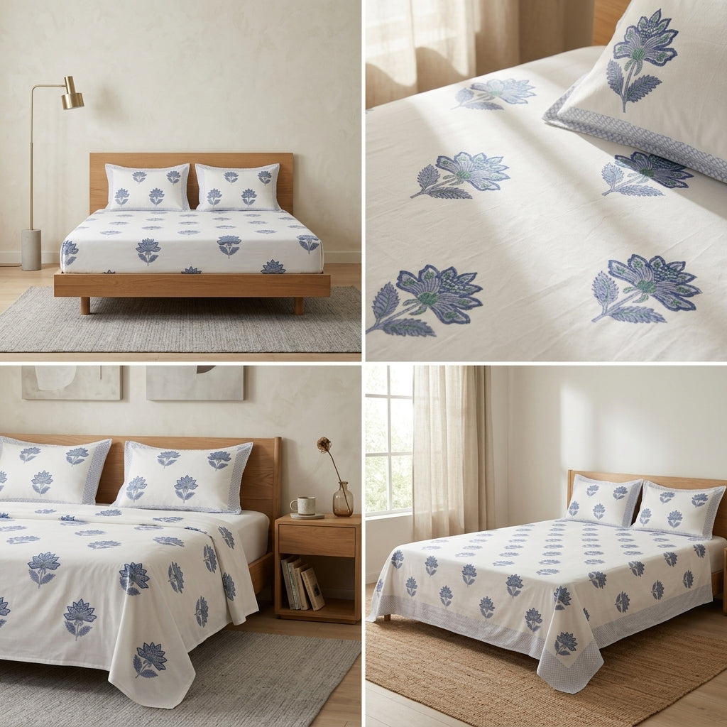Percale Cotton 350 Thread Count Bedsheet Set – Super King Size (109 x 109 inches)