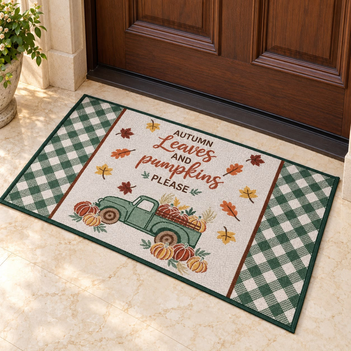 Autumn Harvest Printed Entrance Mat – Decorative Welcome Door Mat