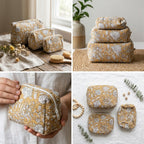 Multipurpose Quilted Cloth Pouch Organiser 3Pcs Set