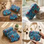 Multipurpose Quilted Cloth Pouch Organiser 3Pcs Set