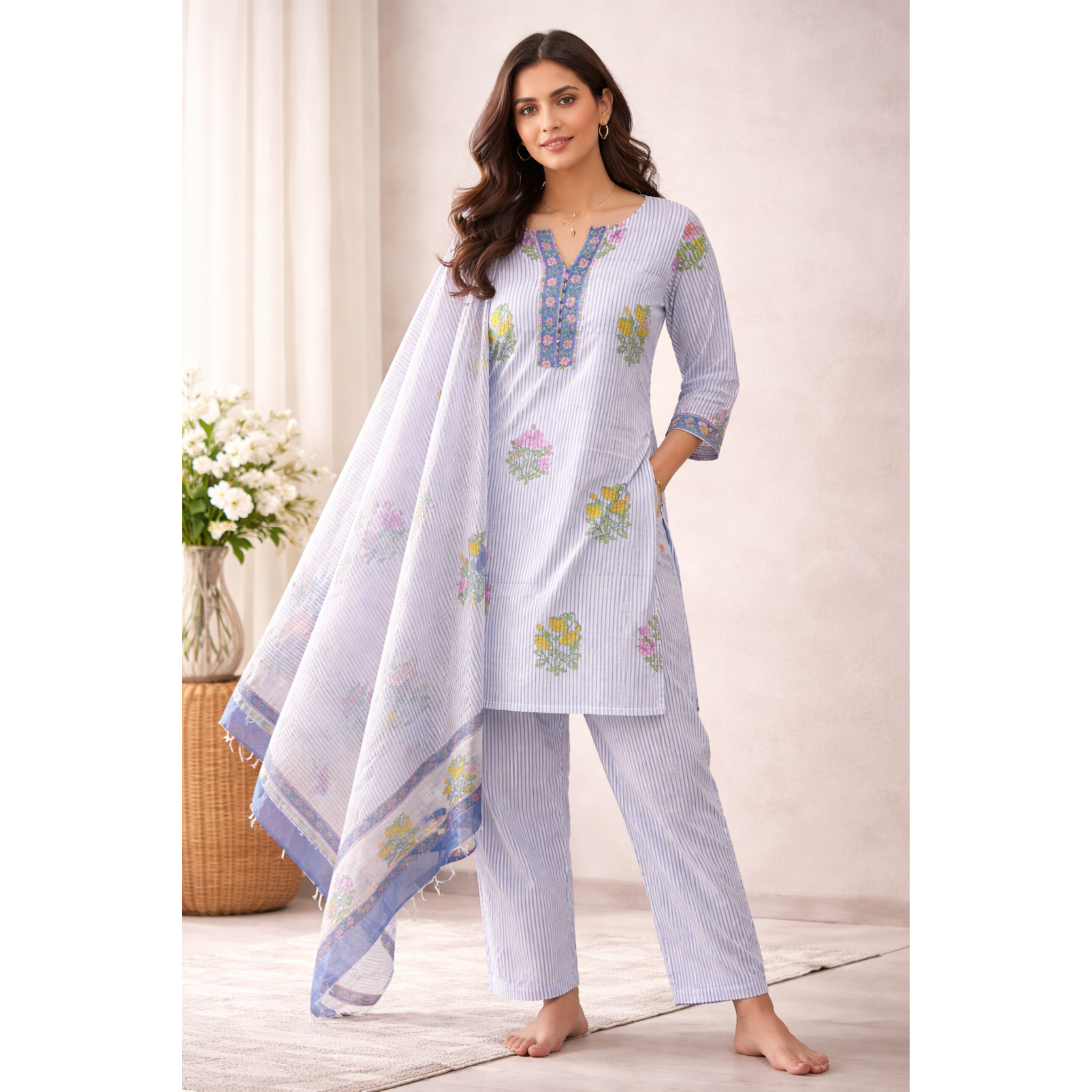 Pari 3-Piece Stitched Suit 🩵