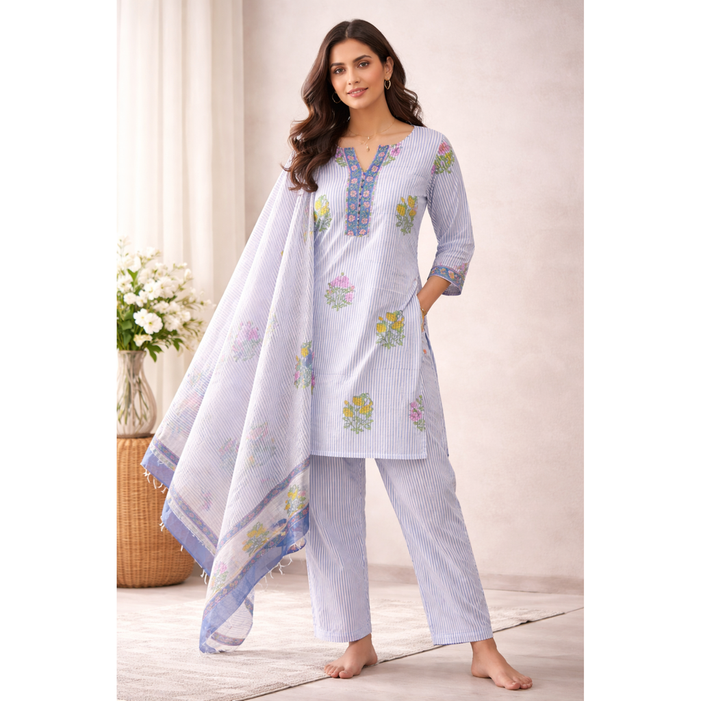 Pari 3-Piece Stitched Suit 🩵