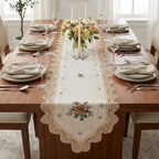 🌹 Premium Embroidered Table Runner | 6 Seater Runner