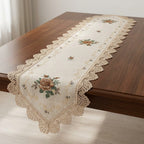 🌹 Premium Embroidered Table Runner | 6 Seater Runner